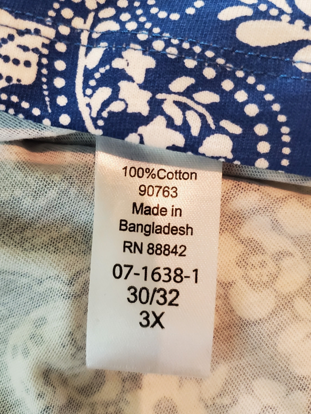 Woman Within 3X Top Blue & White Floral Scoop-Neck Long Sleeve with end ties NEW - Picture 9 of 12